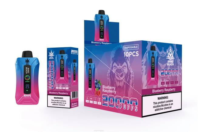 Bang Box Vape 82V412 myrtille framboise | Bang Beach Vape à écran intelligent de 20 000 bouffées