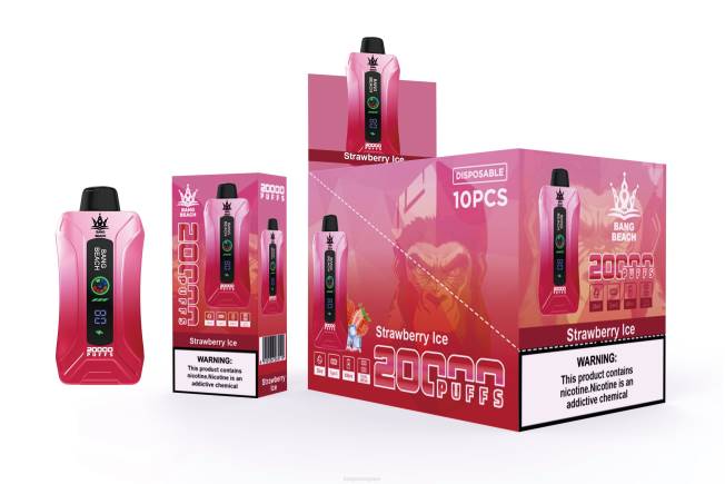 Bang Box Vape 82V46 glace à la fraise | Bang Beach Vape à écran intelligent de 20 000 bouffées