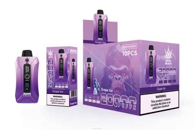 Puff Bang Box Avis 82V410 glace aux raisins | Bang Beach Vape à écran intelligent de 20 000 bouffées