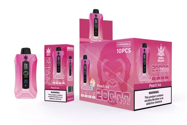 Vape Bang Box Prix 82V49 glace à la pêche | Bang Beach Vape à écran intelligent de 20 000 bouffées