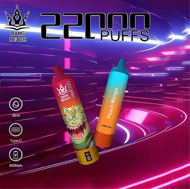 Bang Box Vape 82V424 pêche mangue | Bang Beach Écran intelligent de 22 000 bouffées