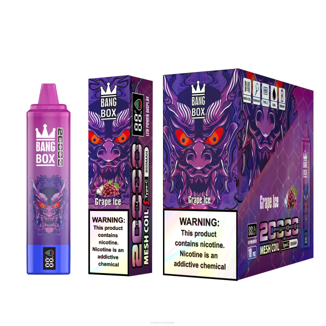 Bang Box Belgique 82V461 glace aux raisins | Bang Box Écran intelligent de 20 000 bouffées