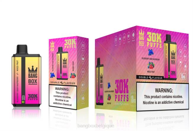 Bang Box Vape 82V466 myrtille, framboise acidulée et mélange de fruits | Bang Box 30 000 bouffées double saveurs
